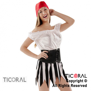 DISFRAZ MUJER PIRATA ADULTO T.1 C/BANDANA x 1